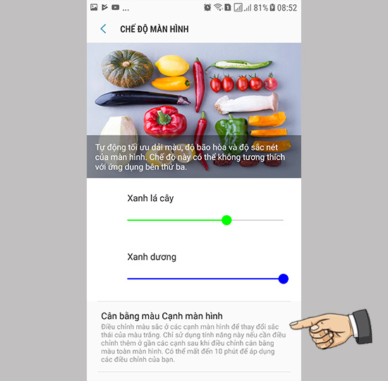 Điều chỉnh màn hình cạnh